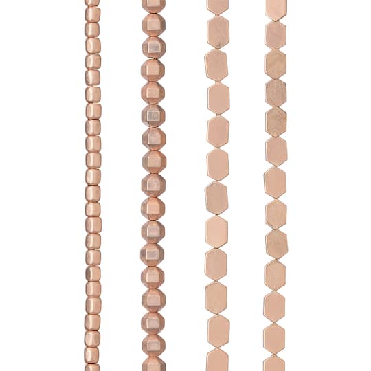 12 Pack: Matte Rose Gold Hematite Mix Beads by Bead Landing™